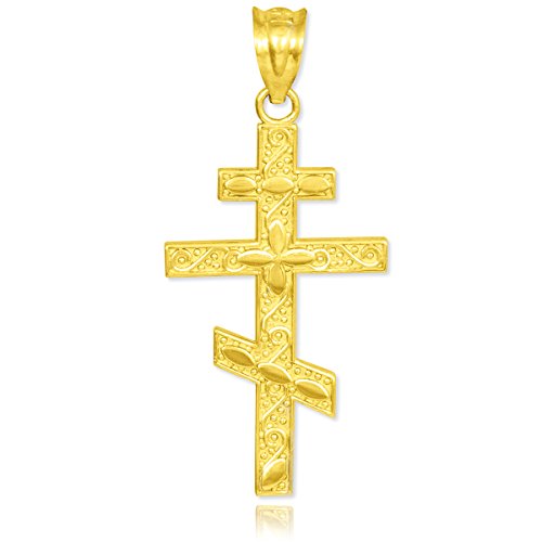 Kleine Schätze - 9 Karat Gold Russische Orthodoxe Kreuz Anhänger von Kleine Schätze