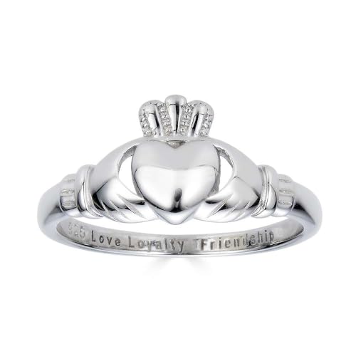 925 Sterling Silber Love Loyalty Friendship graviert Claddagh Ring von Kleine Schätze