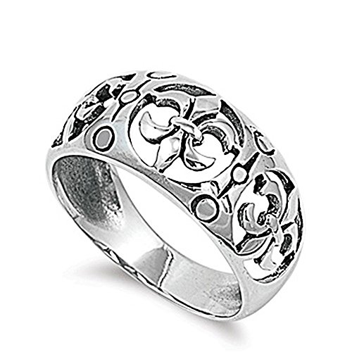 Kleine Schätze - Damen-Ring/Verlobungsring - 925 Sterlingsilber - Fleur De Lis Blume von Kleine Schätze