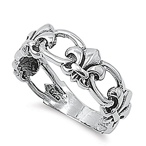 Kleine Schätze - Damen-Ring/Verlobungsring - 925 Sterlingsilber - Fleur De Lis Blume von Kleine Schätze