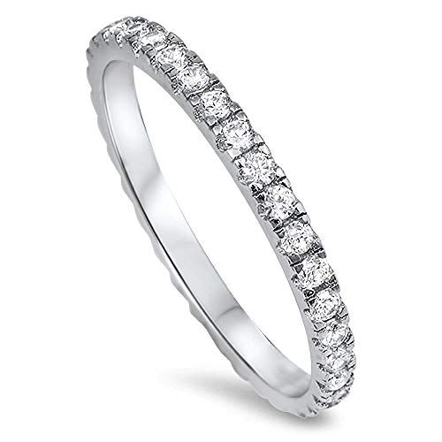 Kleine Schätze Damen-Ring/Verlobungsring - 925 Sterling Silber Zirkonia Ewigkeit Ring von Kleine Schätze