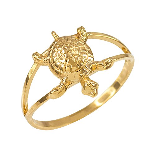 Kleine Schätze Damen Ring 14 Karat Gelbgold Glückliche Schildkröte Charme von Kleine Schätze