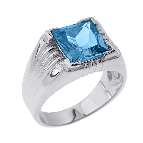 Kleine Schätze Herren Ring/Verlobungsring/partnerring 925 Sterling Silber Aquamarin Ring von Kleine Schätze