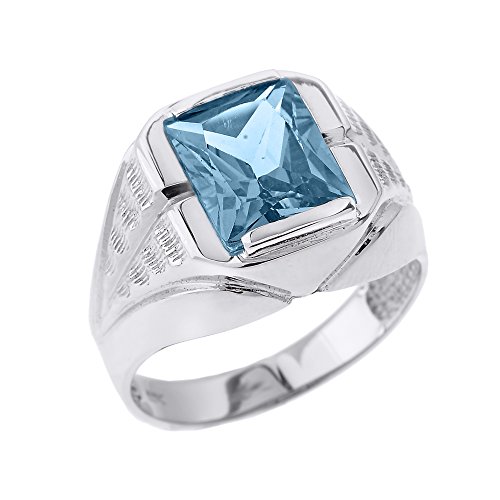 Kleine Schätze Herren Ring/Verlobungsring/partnerring 925 Sterling Silber Aquamarin Ring von Kleine Schätze