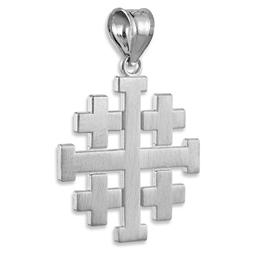 Kleine Schätze - Matte Silver Jerusalem Crusaders Kreuz Anhänger von Kleine Schätze