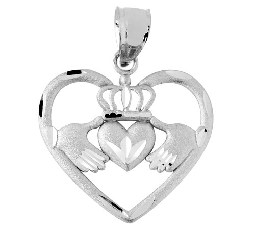 Kleine Schätze Silber Claddagh Anhänger Halskette in Herz (Verfügbare Kettenlänge 40 cm - 45CM - 50CM- 55CM) von Kleine Schätze