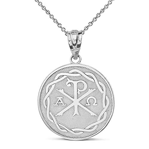 Kleine Schätze Sterling Silber Ancient Christusian Chi Rho Px Symbol Disc Anhänger Halskette (Verfügbare Kettenlänge 40 cm - 45CM - 50CM- 55CM) von Kleine Schätze