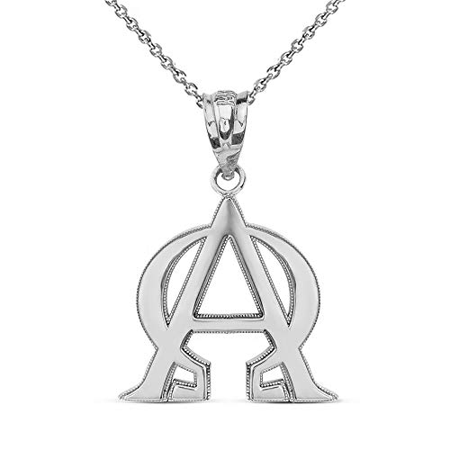 Kleine Schätze Sterling Silber Christusian Alpha and Omega Jesus Christus Symbol Anhänger Halskette (Verfügbare Kettenlänge 40 cm - 45CM - 50CM- 55CM) von Kleine Schätze