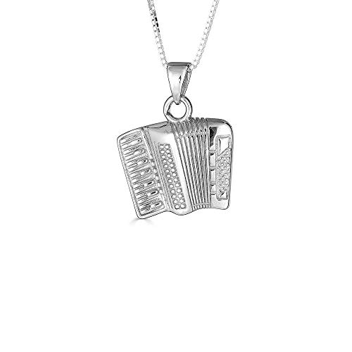 Sterling Silber Musik Akkordeon Musik Anhänger Halskette (Verfügbare Kettenlänge 40cm - 45cm - 50cm - 55cm) 50 cm von Kleine Schätze
