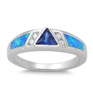 Kleine Schätze Sterling Silber Zirkonia Blau Saphir Blau Opal Ring von Kleine Schätze