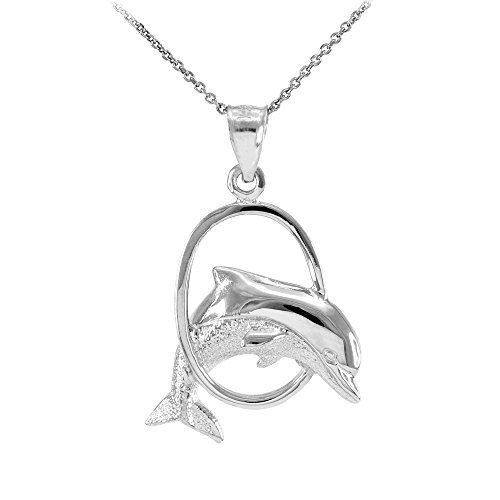 Sterling Silber 925 Band Springende Delfin Anhänger Halskette von Kleine Schätze