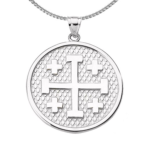 Sterling Silber 925 Jerusalem Kreuz Rund Anhänger Halskette von Kleine Schätze