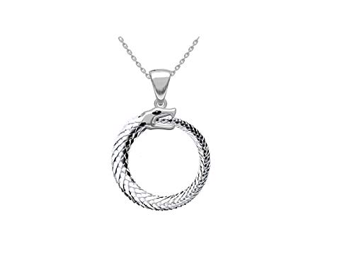 Sterling Silber Ägyptische Alchemie Ouroboros Schlange Kreis Anhänger Halskette (Verfügbare Kettenlänge: 40CM, 45CM, 50CM, 55CM) 50 cm von Kleine Schätze