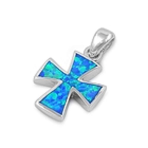 Sterling Silber Blau Opal Kreuz Halskette (kommt mit eine 45 cm Kette) von Kleine Schätze