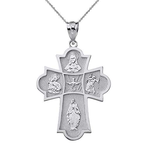 Sterling Silber Heiliger Geist Four Way Kreuz Anhänger Halskette (Verfügbare Kettenlänge 40 cm - 45CM - 50CM- 55CM) von Kleine Schätze