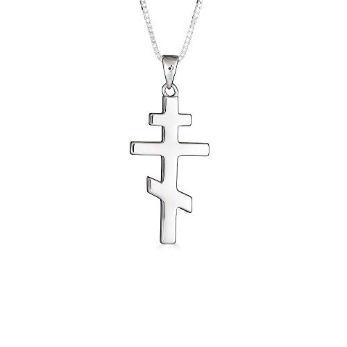 Sterling Silber Hochglanzpoliertes russisch orthodoxes Kreuz Anhänger Halskette (Verfügbare Kettenlänge 40cm - 45cm - 50cm - 55cm) von Kleine Schätze