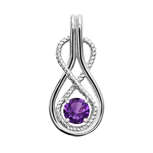 Unendlichkeit Februar Geburtsstein Amethyst 14 Karat Weißgold Damen Anhänger Halskette (Kommt mit eine 45 cm kette) von Kleine Schätze