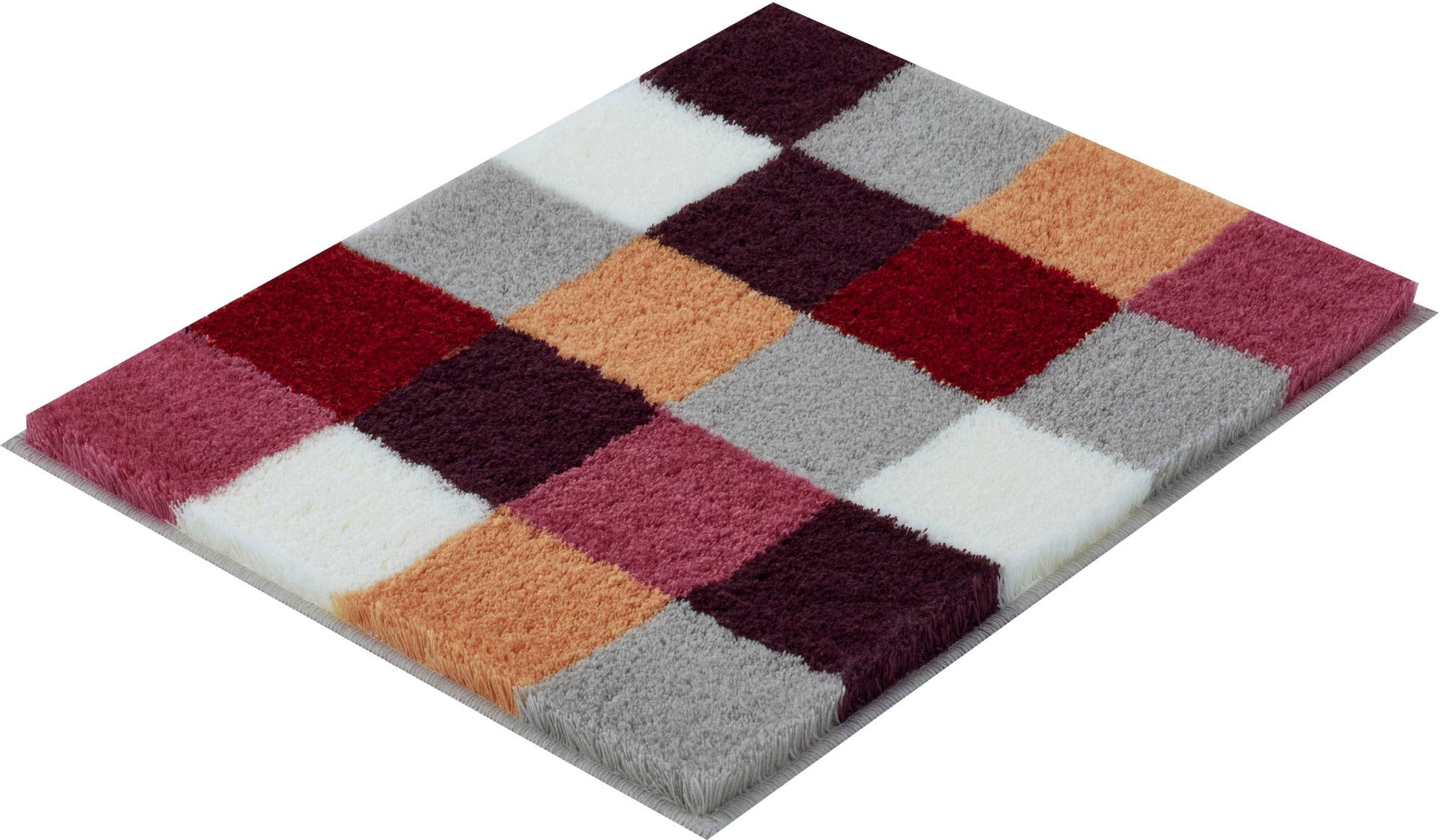 Kleine Wolke Badematte "Caro" Höhe 25 mm rutschhemmend beschichtet fußbodenheizungsgeeignet Badteppich, modernes Karo-Muster, Pastell-Farben, waschbar von Kleine Wolke