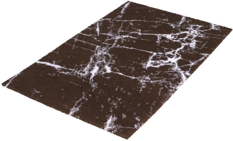 Kleine Wolke Badematte "Como" Höhe 16 mm rutschhemmend beschichtet fußbodenheizungsgeeignet Badteppich, modernes Marmor Design, waschbar von Kleine Wolke