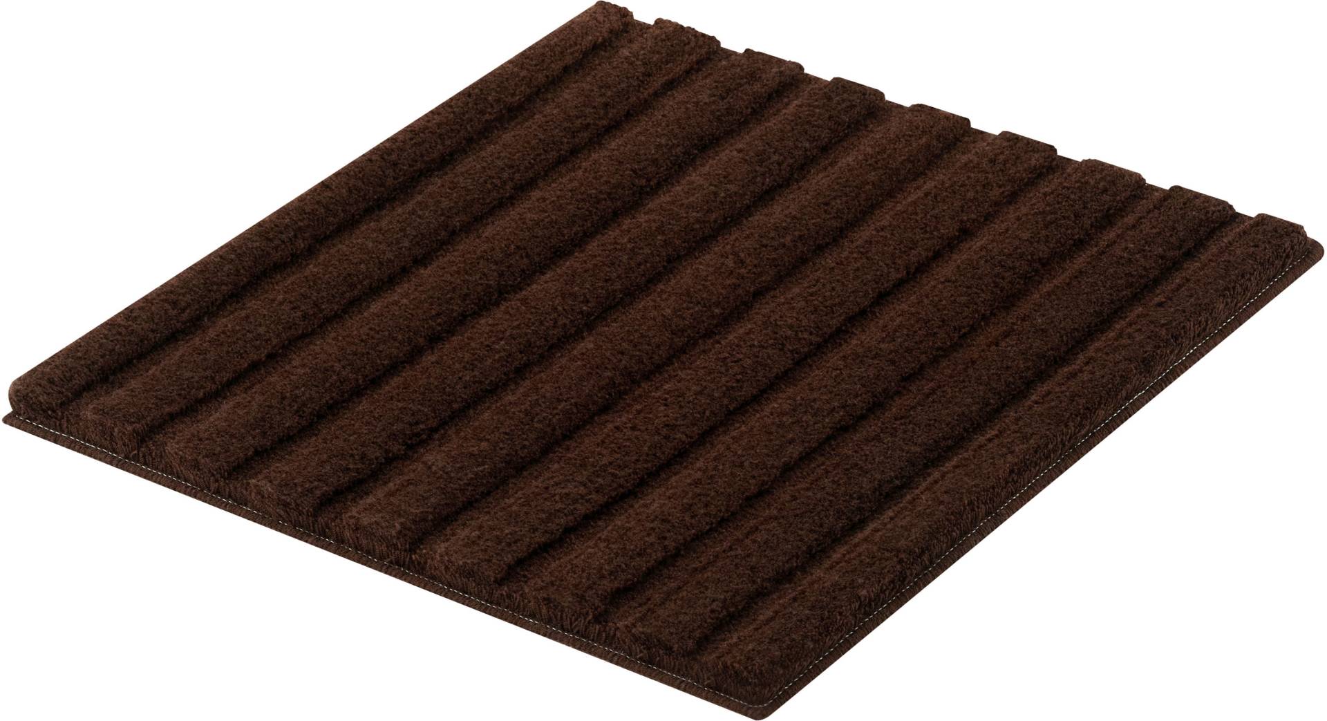 Kleine Wolke Badematte "Cord" Höhe 25 mm rutschhemmend beschichtet fußbodenheizungsgeeignet Badteppich, Streifen Design, Hoch-Tief Effekt von Kleine Wolke