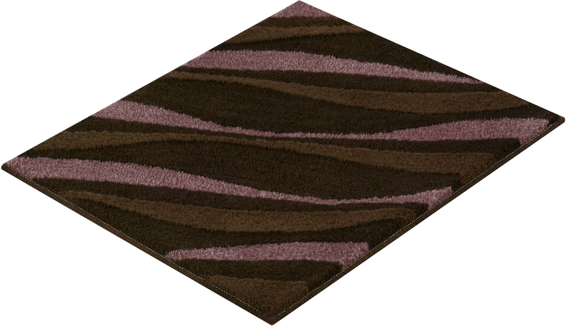 Kleine Wolke Badematte "Dream" Höhe 20 mm rutschhemmend beschichtet fußbodenheizungsgeeignet Badteppich, Wellen Design von Kleine Wolke