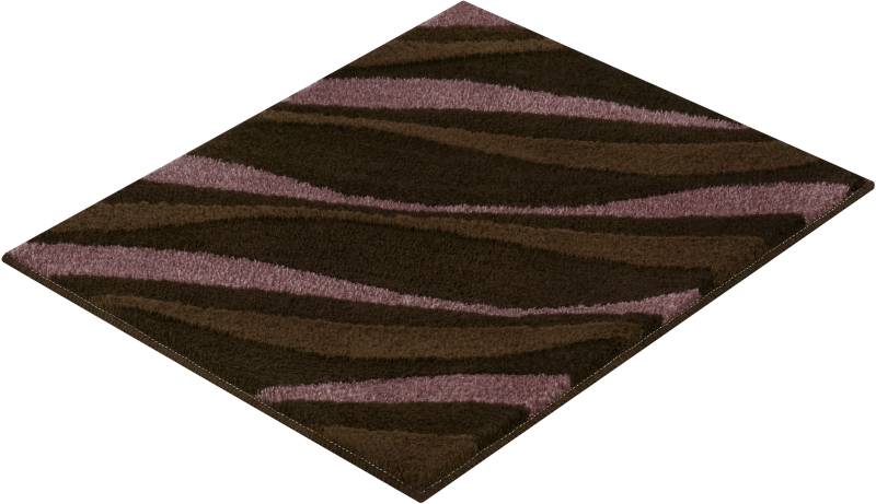 Kleine Wolke Badematte "Dream" Höhe 20 mm rutschhemmend beschichtet fußbodenheizungsgeeignet Badteppich, Wellen Design von Kleine Wolke