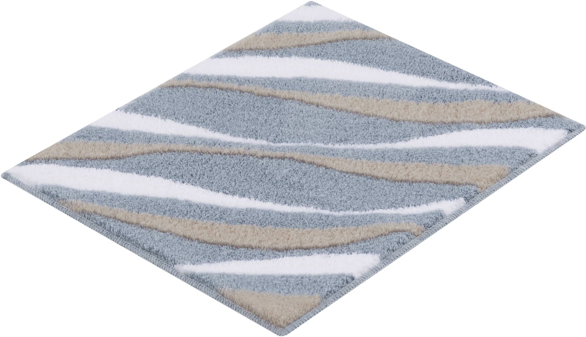 Kleine Wolke Badematte "Dream" Höhe 20 mm rutschhemmend beschichtet fußbodenheizungsgeeignet Badteppich, Wellen Design von Kleine Wolke