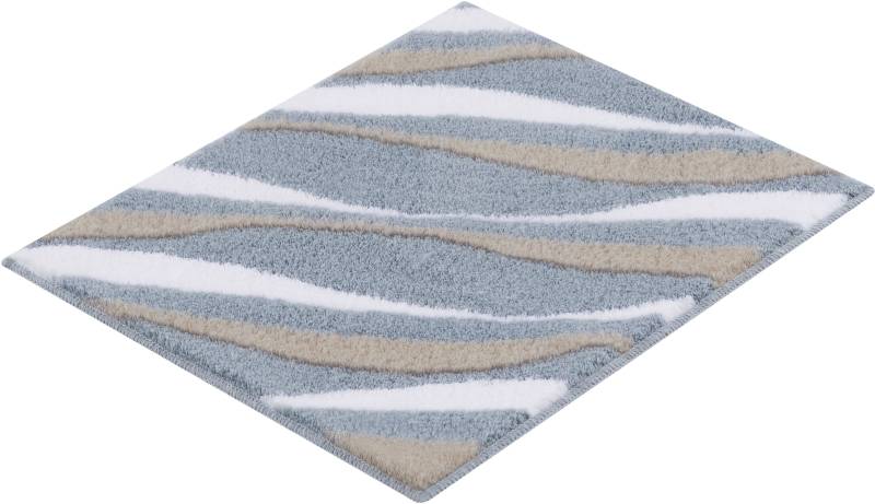 Kleine Wolke Badematte "Dream" Höhe 20 mm rutschhemmend beschichtet fußbodenheizungsgeeignet Badteppich, Wellen Design von Kleine Wolke