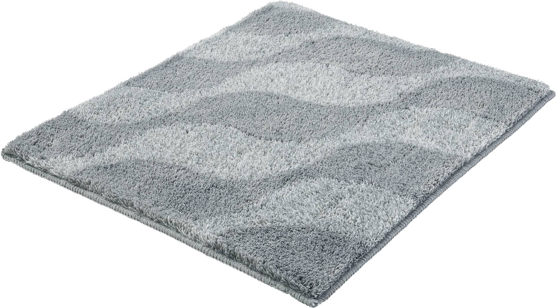 Kleine Wolke Badematte ""Onda"" Höhe 15 mm rutschhemmend beschichtet fußbodenheizungsgeeignet Badteppich, modernes Ton in Ton Wellendesign, flauschig von Kleine Wolke