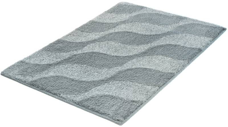 Kleine Wolke Badematte ""Onda"" Höhe 15 mm rutschhemmend beschichtet fußbodenheizungsgeeignet Badteppich, modernes Ton in Ton Wellendesign, flauschig von Kleine Wolke