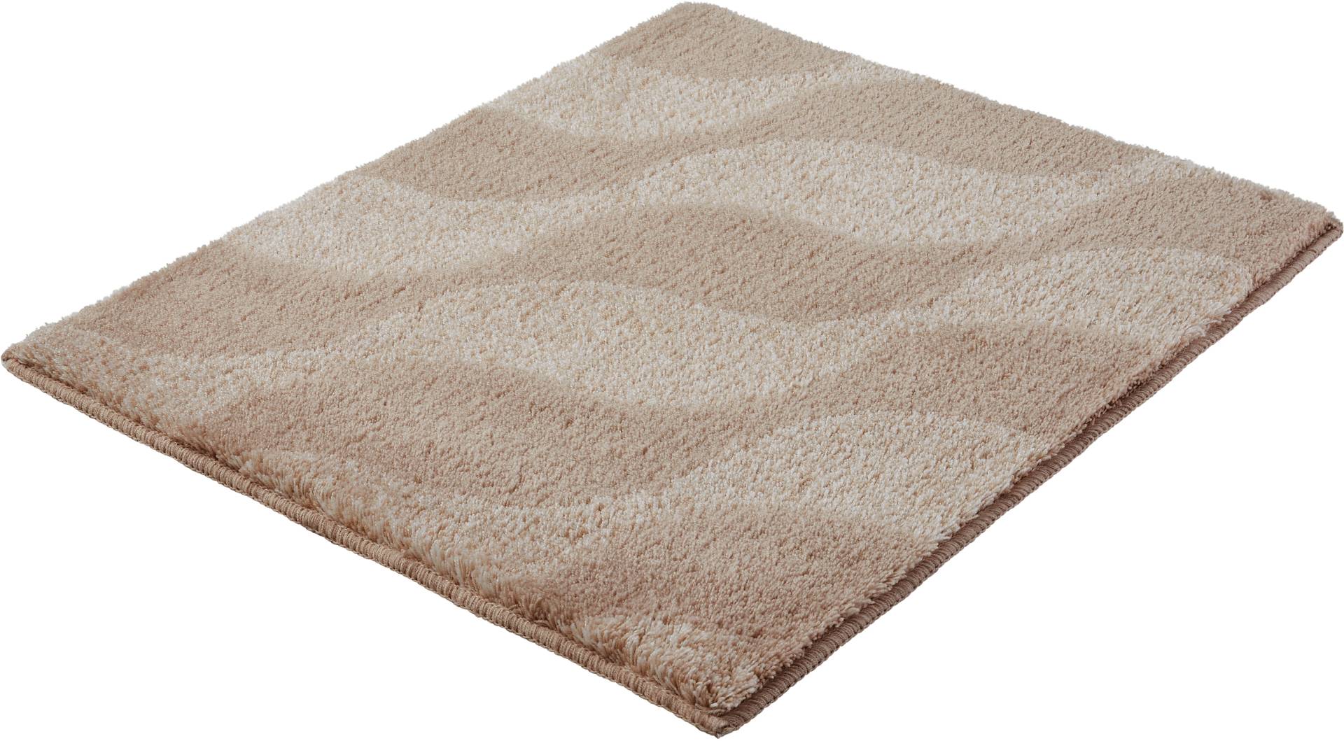 Kleine Wolke Badematte ""Onda"" Höhe 15 mm rutschhemmend beschichtet fußbodenheizungsgeeignet Badteppich, modernes Ton in Ton Wellendesign, flauschig von Kleine Wolke