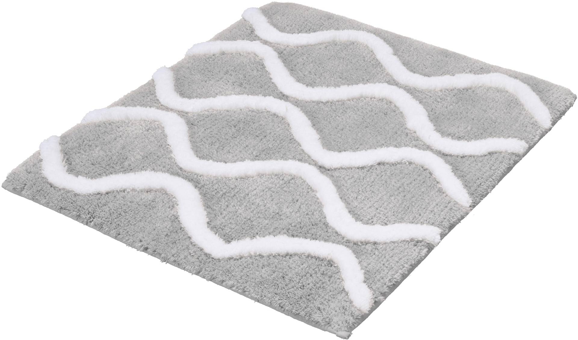 Kleine Wolke Badematte "Piana", rutschhemmend beschichtet, fußbodenheizungsgeeignet, Badteppich, modernes Wellen 3D-Design von Kleine Wolke
