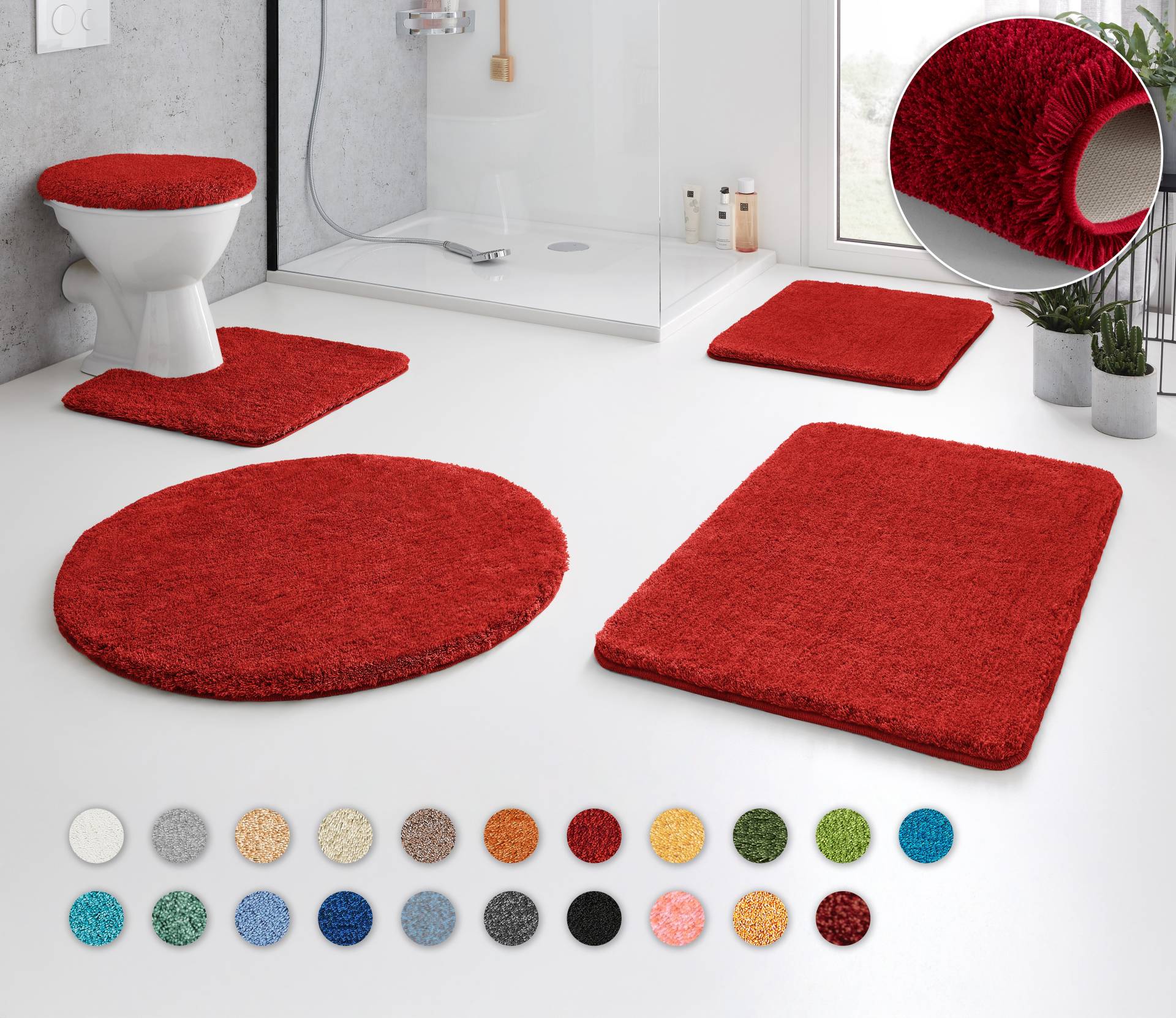 Kleine Wolke Badematte "RELAX", Höhe 30 mm, rutschhemmend beschichtet, fußbodenheizungsgeeignet, Badteppich, Uni Farben, rechteckig, rund und als Set erhältlich von Kleine Wolke