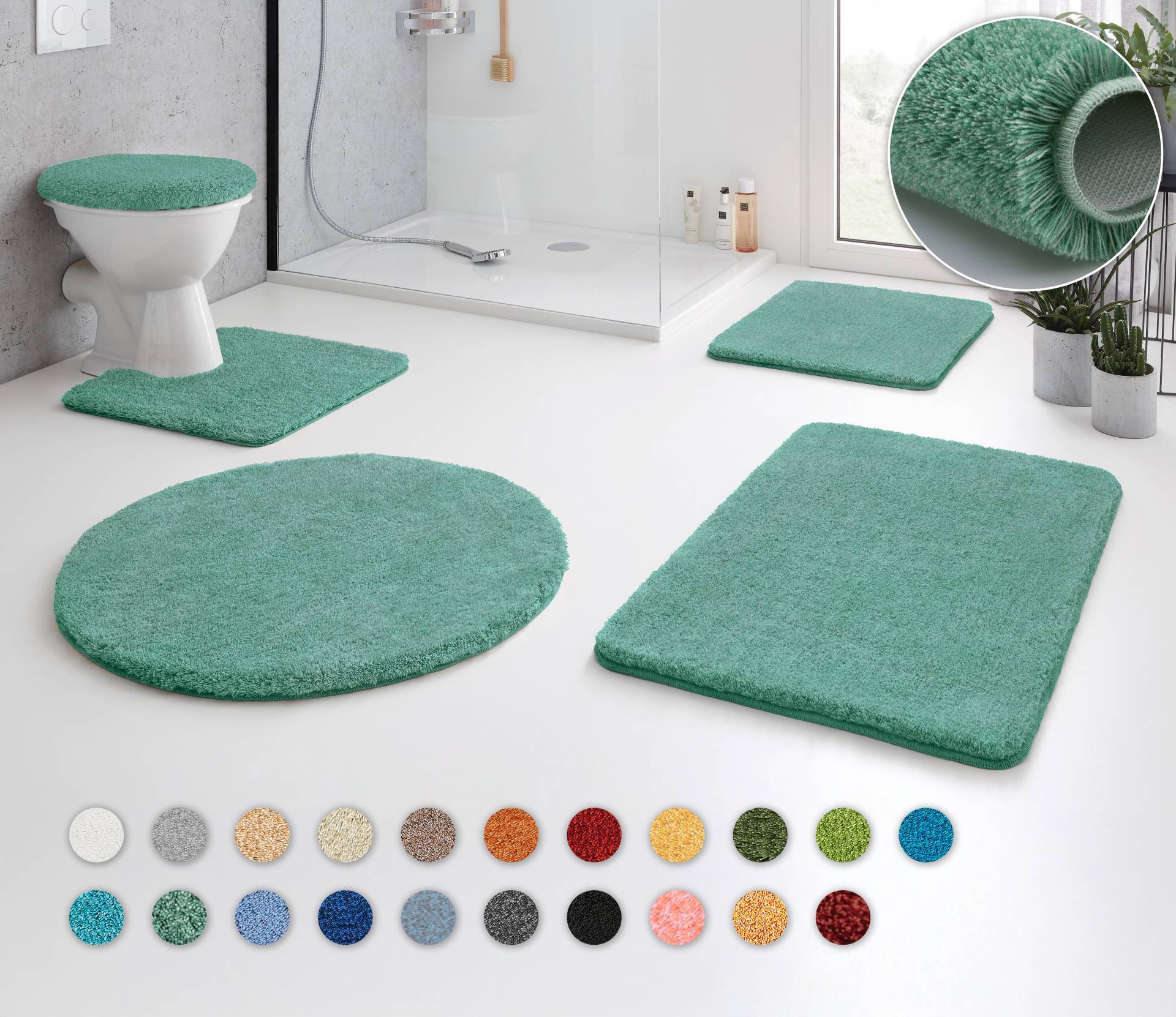 Kleine Wolke Badematte "RELAX" Höhe 30 mm rutschhemmend beschichtet fußbodenheizungsgeeignet Badteppich, Uni Farben, rechteckig, rund & als Set erhältlich von Kleine Wolke