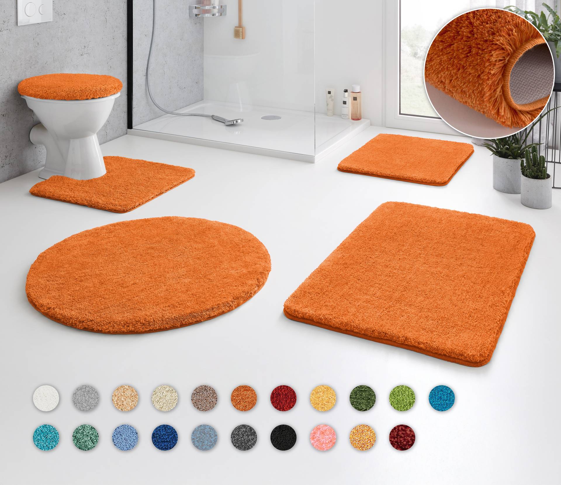 Kleine Wolke Badematte "RELAX" Höhe 30 mm rutschhemmend beschichtet fußbodenheizungsgeeignet Badteppich, Uni Farben, rechteckig, rund & als Set erhältlich von Kleine Wolke