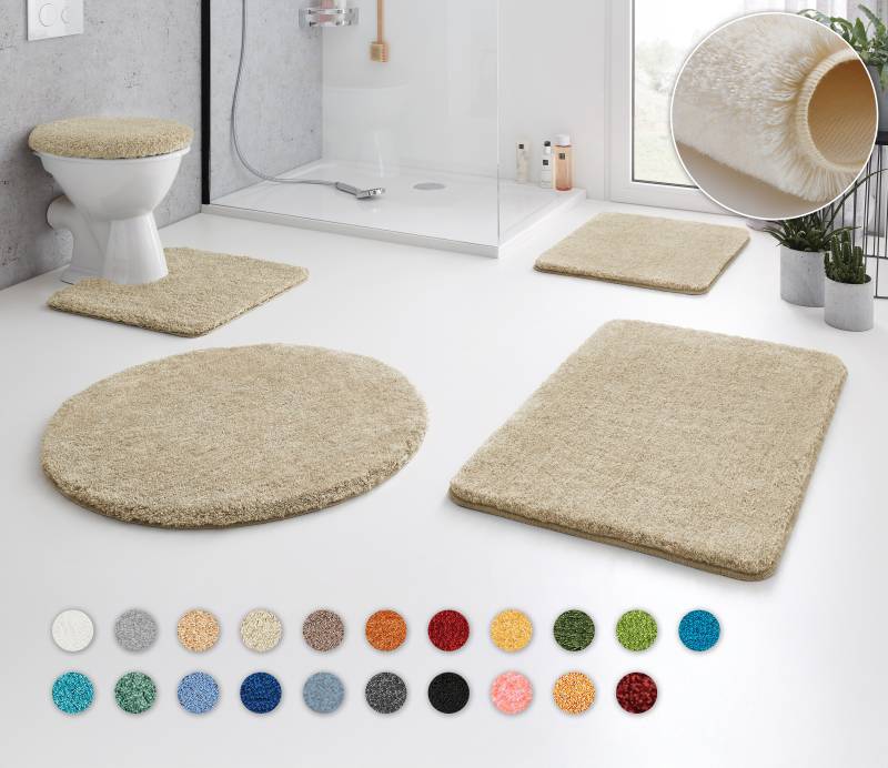 Kleine Wolke Badematte "RELAX" Höhe 30 mm rutschhemmend beschichtet fußbodenheizungsgeeignet Badteppich, Uni Farben, rechteckig, rund & als Set erhältlich von Kleine Wolke