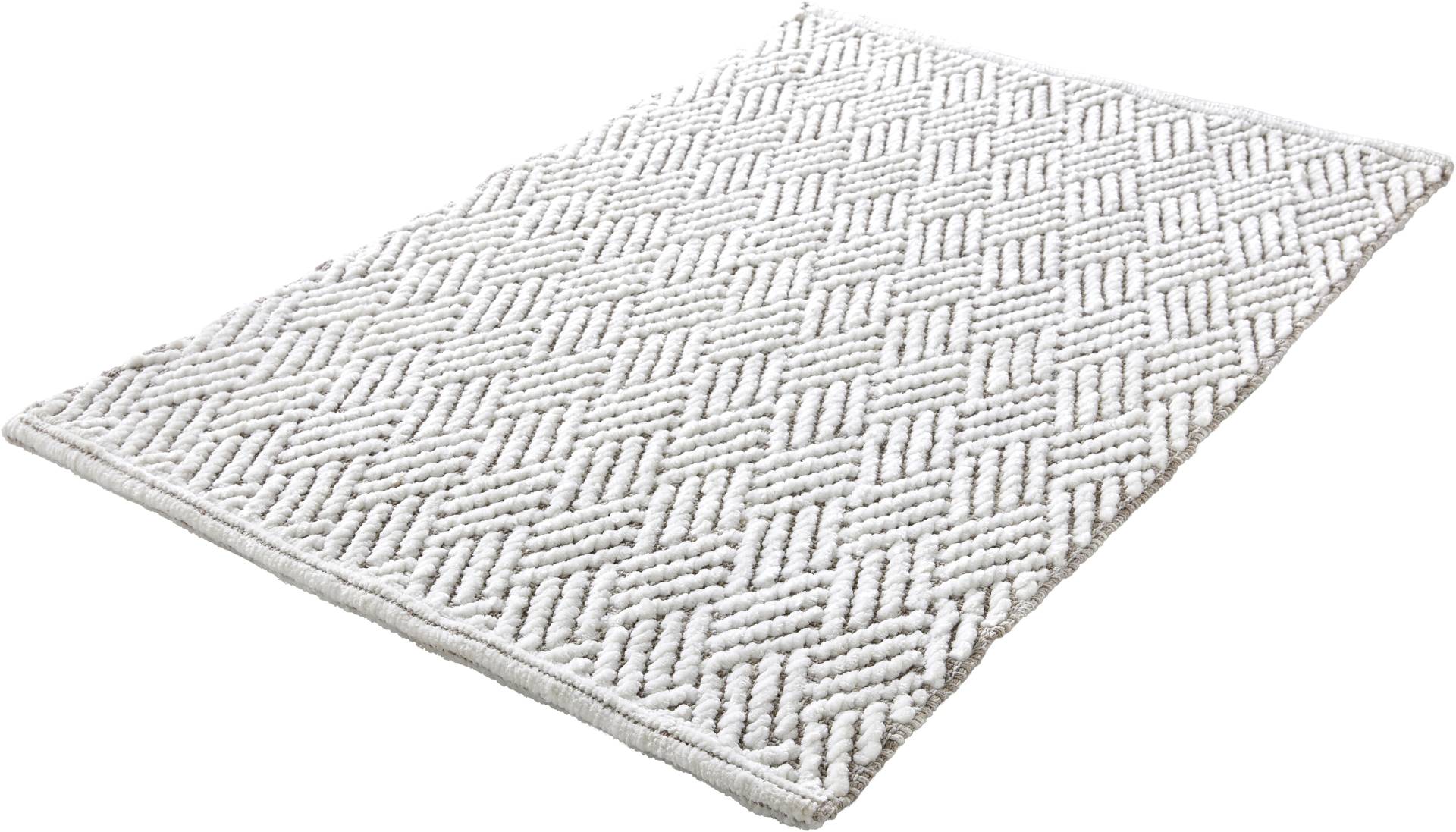 Kleine Wolke Badematte "Switch" Höhe 5 mm beidseitig nutzbar  fußbodenheizungsgeeignet Badteppich, handgefertigt, Wendedesign, geometrisches Muster von Kleine Wolke