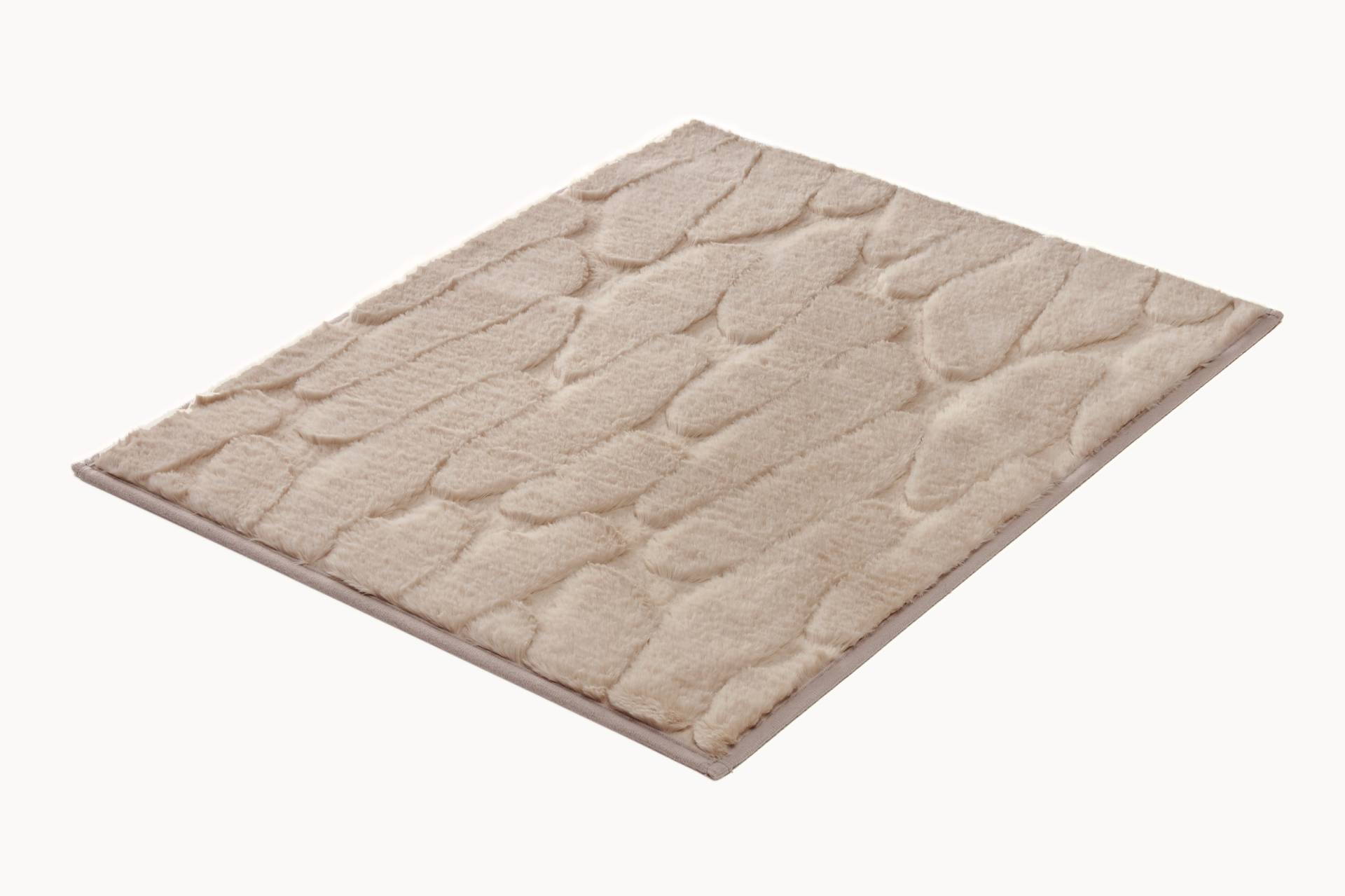 Kleine Wolke Badematte ""Tondo"" Höhe 5 mm rutschhemmend beschichtet fußbodenheizungsgeeignet Badteppich, Uni Farben, moderens Design, Hoch-Tief Effekt von Kleine Wolke