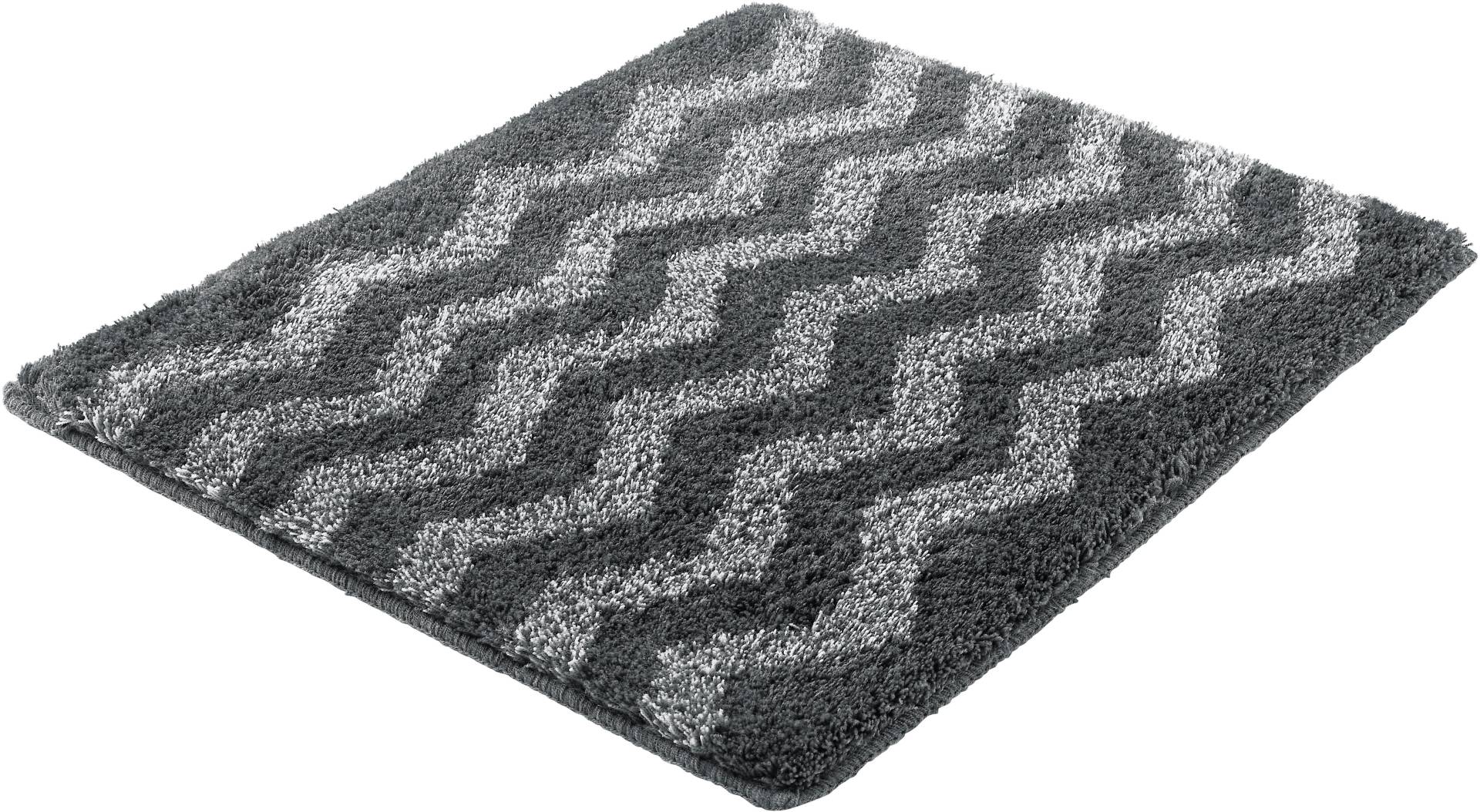 Kleine Wolke Badematte ""Zack"" Höhe 20 mm rutschhemmend beschichtet fußbodenheizungsgeeignet Badteppich, modernes Zickzack Design, Ton in Ton von Kleine Wolke