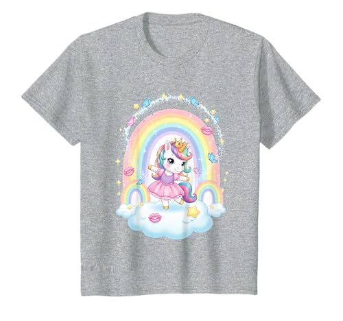Kinder Prinzessin und Einhorn Top Girls Regenbogen T-Shirt von Kleine schlage süße Designs