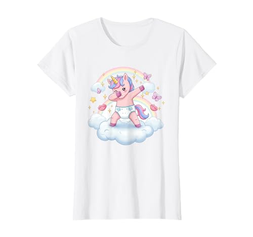 Tupfen Sie Einhorn -Windel Cloud t lustige süße Mädchen T-Shirt von Kleine schlage süße Designs