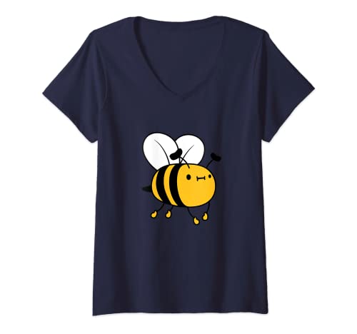 Damen Kleine süße dicke lustige Biene oder Hummel fliegt fröhlich T-Shirt mit V-Ausschnitt Damen Kleine süße dicke lustige Biene oder Hummel fliegt fröhlich T-Shirt mit V-Ausschnitt von Kleine süße dicke lustige Biene oder Hummel Tees
