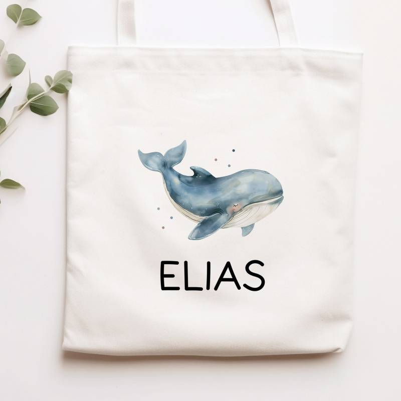 Einschulung Stofftasche Mit Namen Wal Personalisiert Kinder-Beutel Als Sporttasche, Wechselwäsche, Stoffbeutel Kita, Schule & Kindergarten von KleineBuchstabenDE