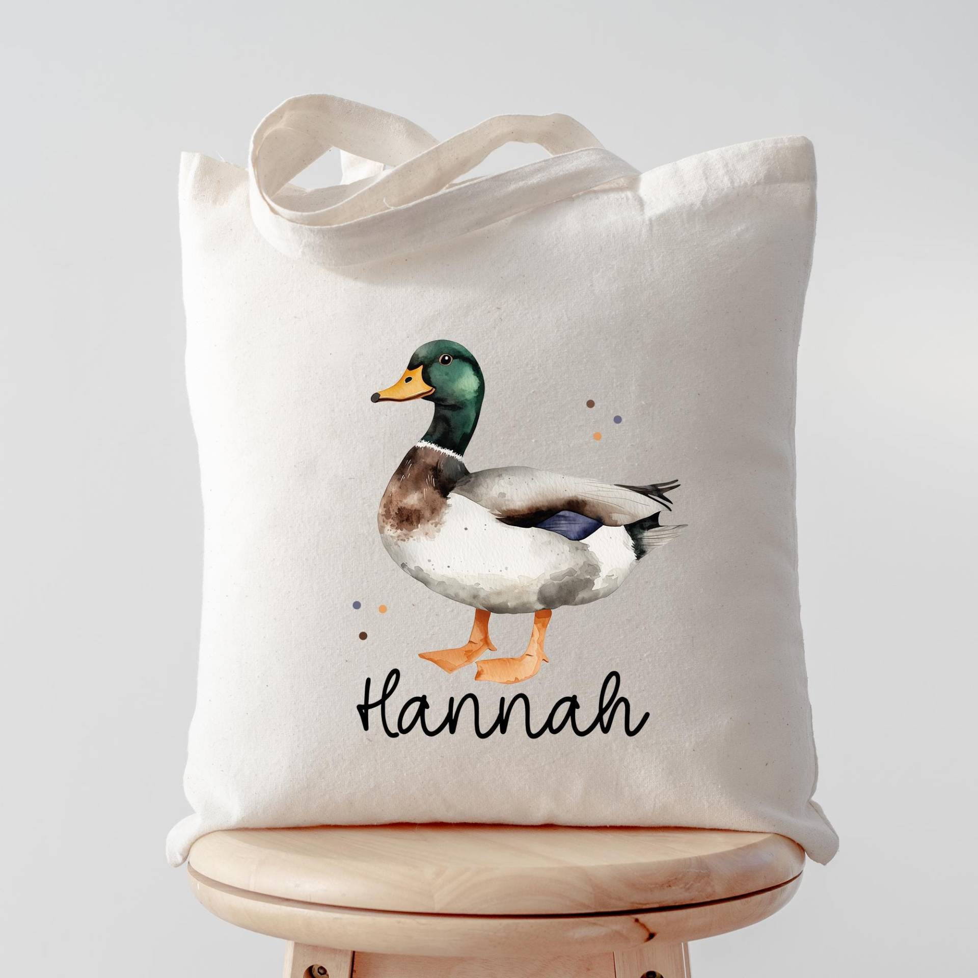 Ente Stofftasche Tasche Personalisiert & Name - Erpel Kinder Beutel Kindertasche Mit Wunschname Wechselwäsche Kindergarten Schule -Sport von KleineBuchstabenDE