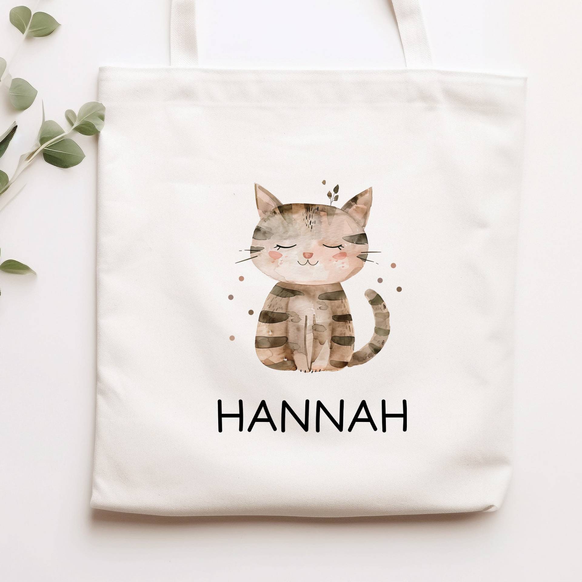 Kinder-Beutel Mit Namen Personalisiert - Katze Stofftasche Als Sporttasche, Wechselwäsche, Tragetasche Kita, Kiga, Schule & Kindergarten von KleineBuchstabenDE