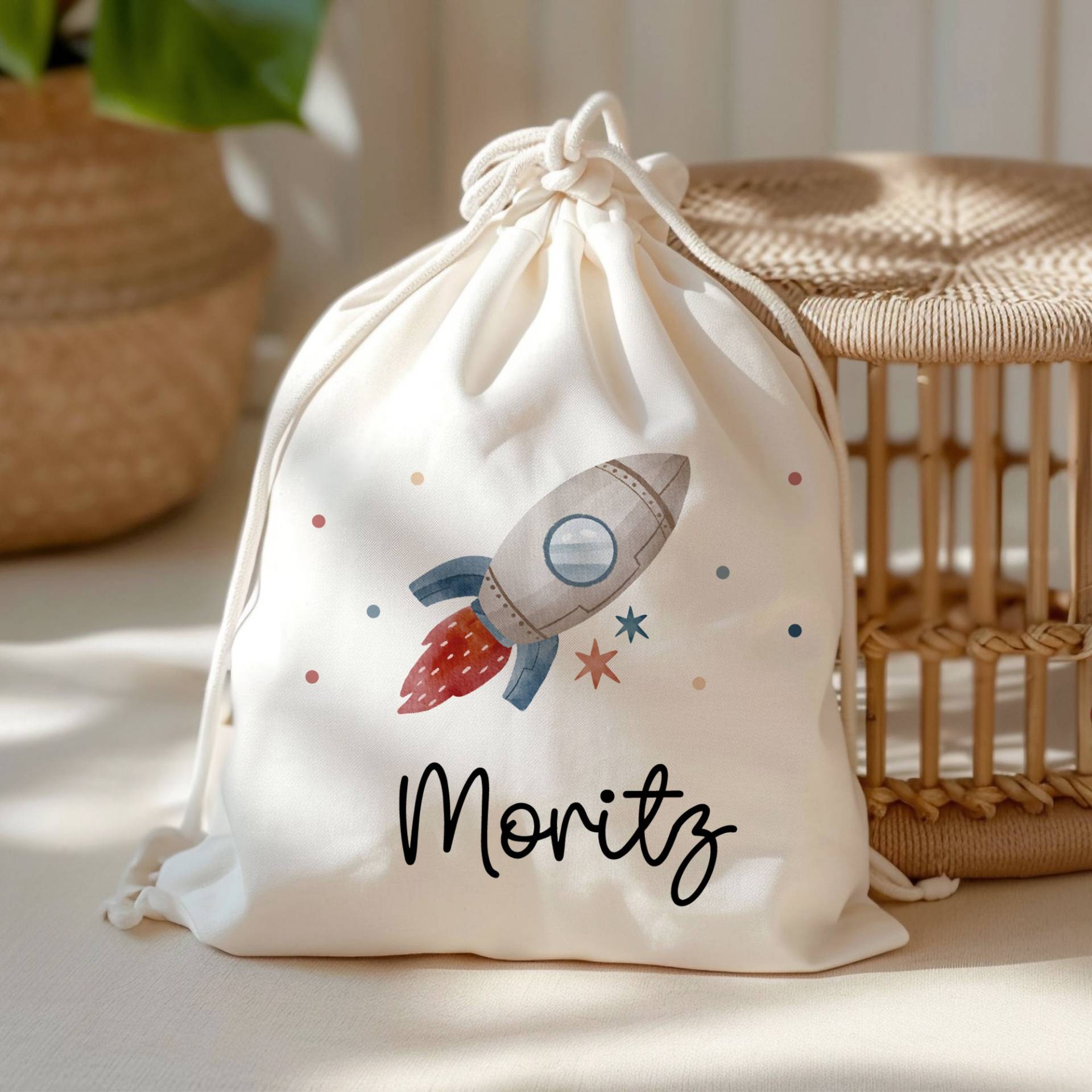 Kinder-Beutel Mit Namen Personalisiert Personalisierter Turnbeutel | Rakete Weltraum .rucksack Für Als Sportbeutel Schule, Kindergarten von KleineBuchstabenDE