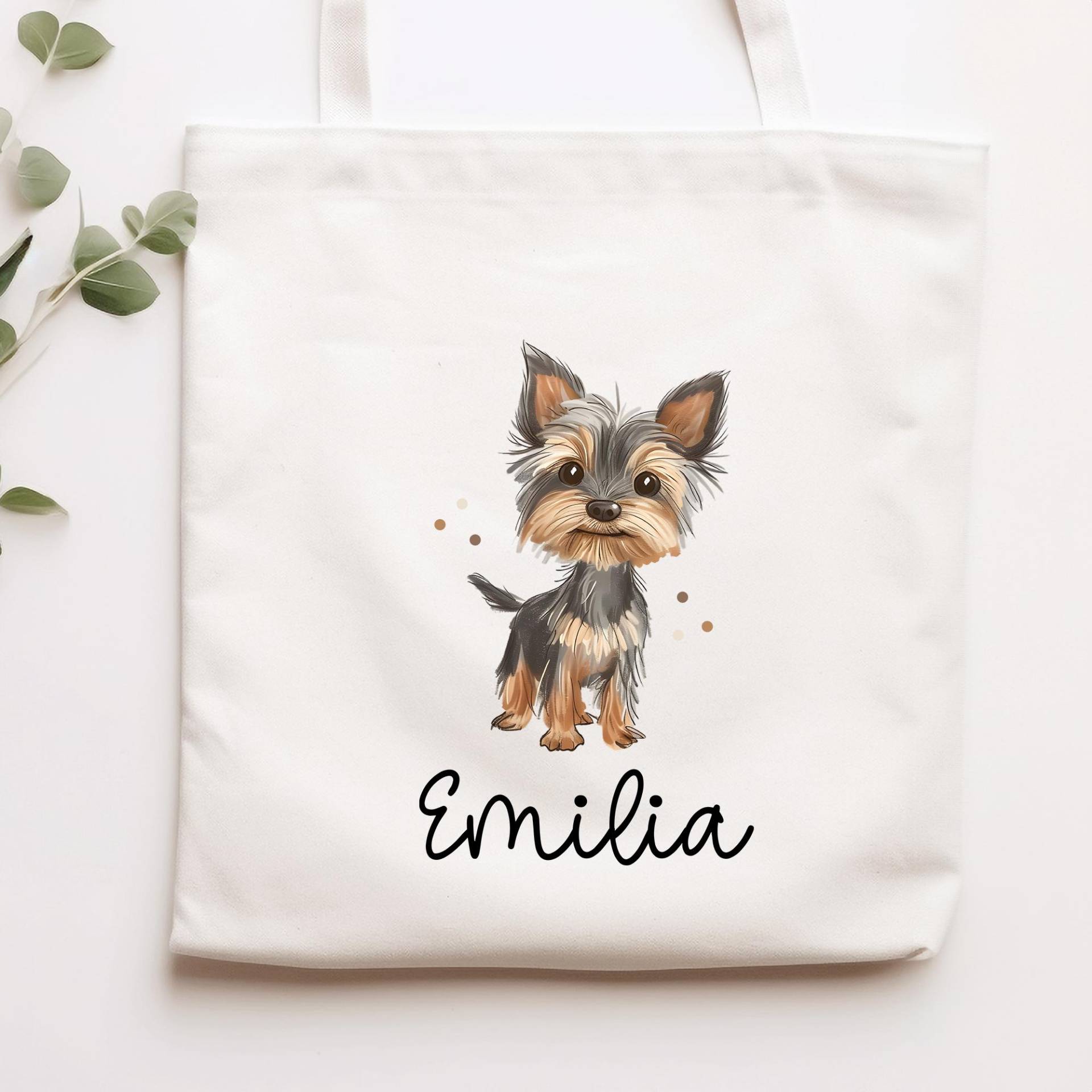 Personalisierte Stofftasche Hund Yorkshire Terrier Name - Kinder Beutel Kindertasche Mit Wunschname Wechselwäsche Wechselkleidung von KleineBuchstabenDE