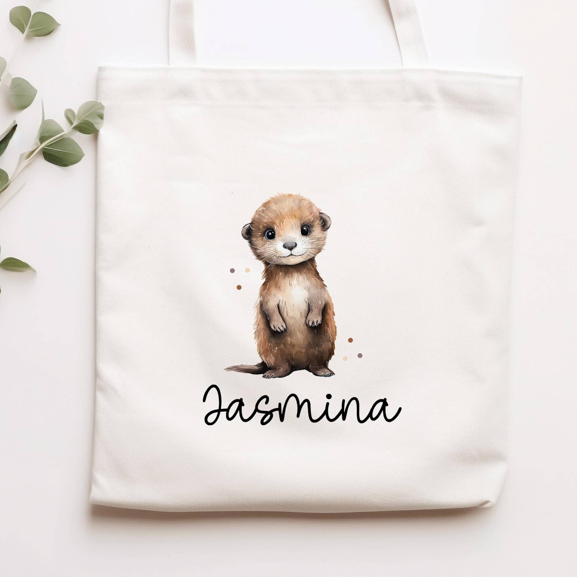 Personalisierte Stofftasche Otter Name - Kinder Beutel Kindertasche Mit Wunschname Wechselwäsche Wechselkleidung Tragetasche -Seeotter von KleineBuchstabenDE