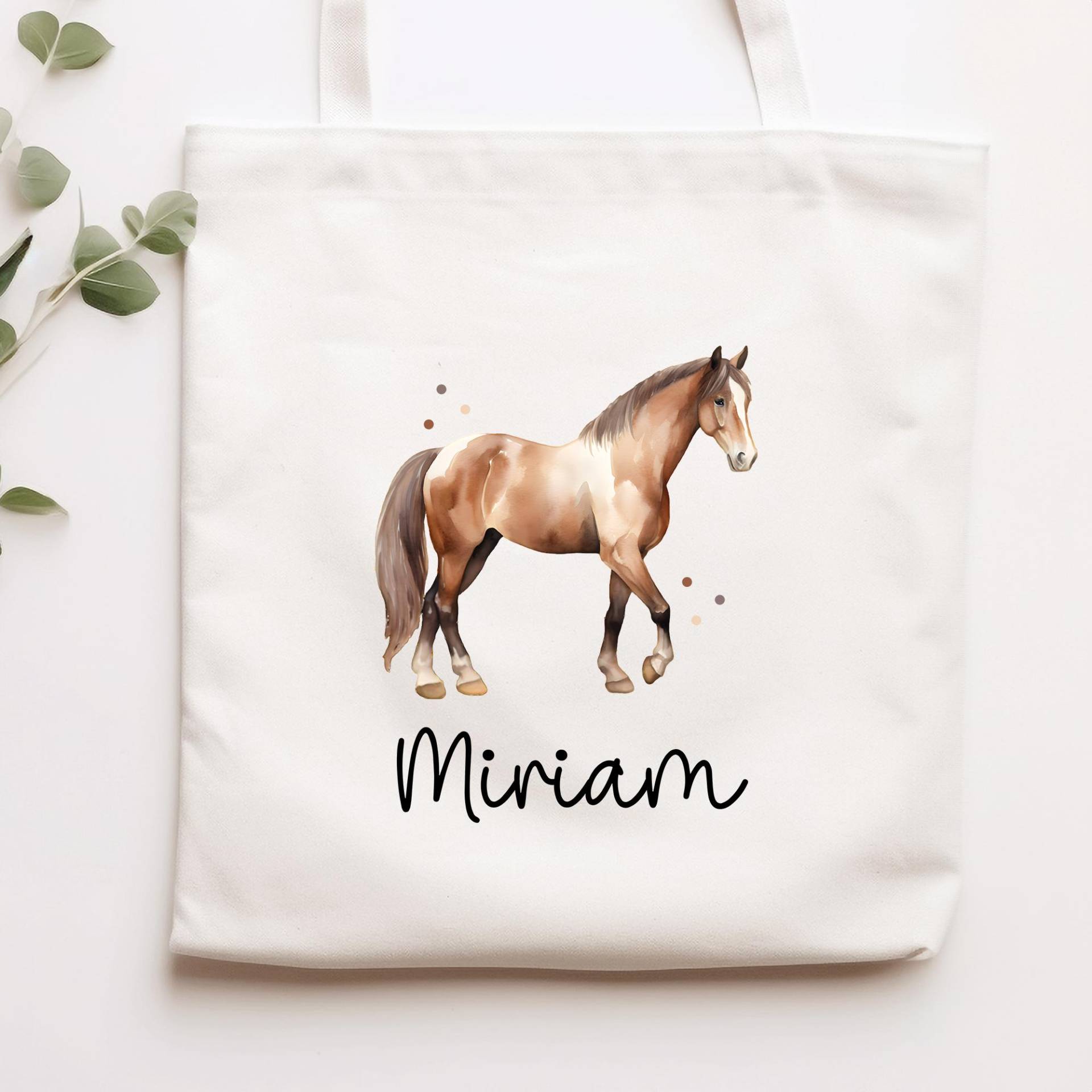 Personalisierte Stofftasche Pferd - Kinder-Beutel Kindertasche Mit Namen Wechselwäsche, Schmutzwäsche Tragetasche Kita Wechselkleidung von KleineBuchstabenDE