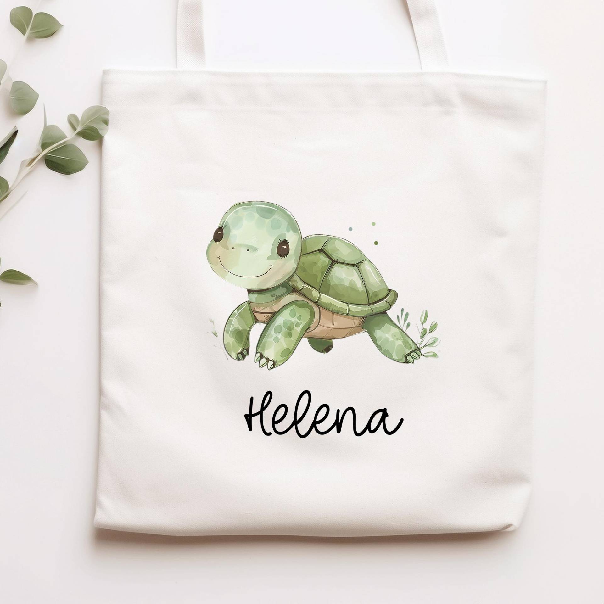 Personalisierte Stofftasche Schildkröte - Kinder Beutel Kindertasche Mit Namen Wechselwäsche, Schmutzwäsche Tragetasche Wechselkleidung von KleineBuchstabenDE